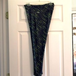 X PRO PBX Exercise Pants L Waist 32” L- 33” In 25” Stretch, Dk Gray Neon Green